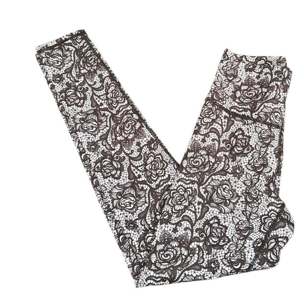 Terez Lace TLC Leggings Black White Print NWT Size XS - Picture 5 of 5